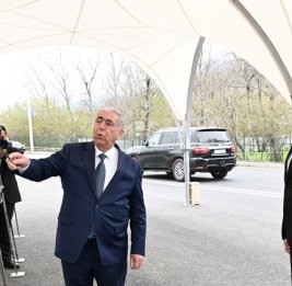 Президент Ильхам Алиев принял участие в открытии автомобильной дороги Беюк Пирали-Кичик Пирали-Хырхатала-Джигателли-Хамзали