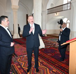 Президент Ильхам Алиев и Президент Садыр Жапаров приняли участие в открытии после реставрации Агдамской Джума-мечети