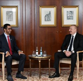 В Берлине состоялась встреча Президента Ильхама Алиева с министром промышленности и передовых технологий Объединенных Арабских Эмиратов 