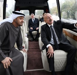 Президент Ильхам Алиев и Президент Шейх Мухаммед бен Заид Аль Нахайян ознакомились с ходом строительства Новой Шушинской мечети