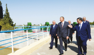 Президент Ильхам Алиев ознакомился с деятельностью Миль-Муганского гидроузла в Физули