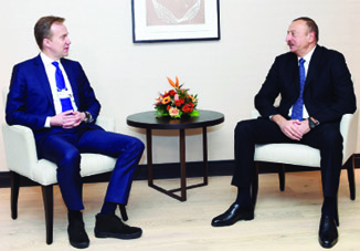 Президент Азербайджана Ильхам Алиев встретился в Давосе с министром иностранных дел Норвегии