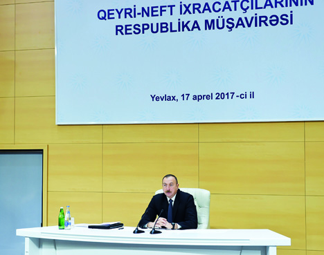 Под председательством Президента Ильхама Алиева в Евлахе состоялось республиканское совещание экспортеров ненефтяной продукции