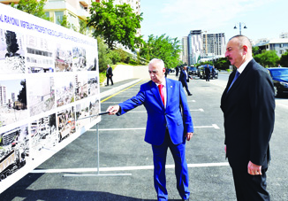 Президент Ильхам Алиев ознакомился с условиями, созданными в новом парке в Ясамальском районе