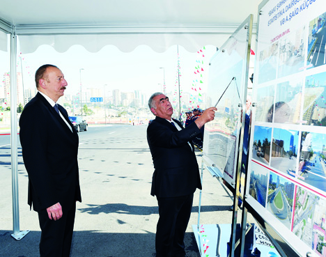 Президент Ильхам Алиев принял участие в открытии новых дорог на территории бывшей «Советской» в столице