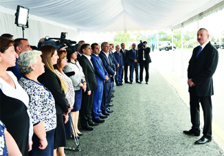 Президент Ильхам Алиев принял участие в открытии автомобильной дороги Чуханлы — Гянджали — Пиратман — Парча — Хеледж — Сейидан Сальянского района