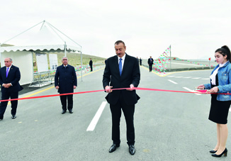 Президент Ильхам Алиев принял участие в открытии части Джанги — Бадалли автомобильной дороги Баку — Шамаха — Муганлы