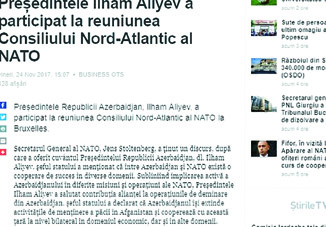 Агентство AGERPRESS написало об участии Президента Азербайджана в заседании Североатлантического совета НАТО