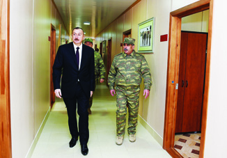 Верховный Главнокомандующий Ильхам Алиев ознакомился с условиями, созданными в N-ской воинской части в Тертере