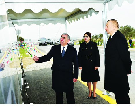 Президент Ильхам Алиев принял участие в открытии автомобильной дороги Мехдиабад — Дигях — Мамедли