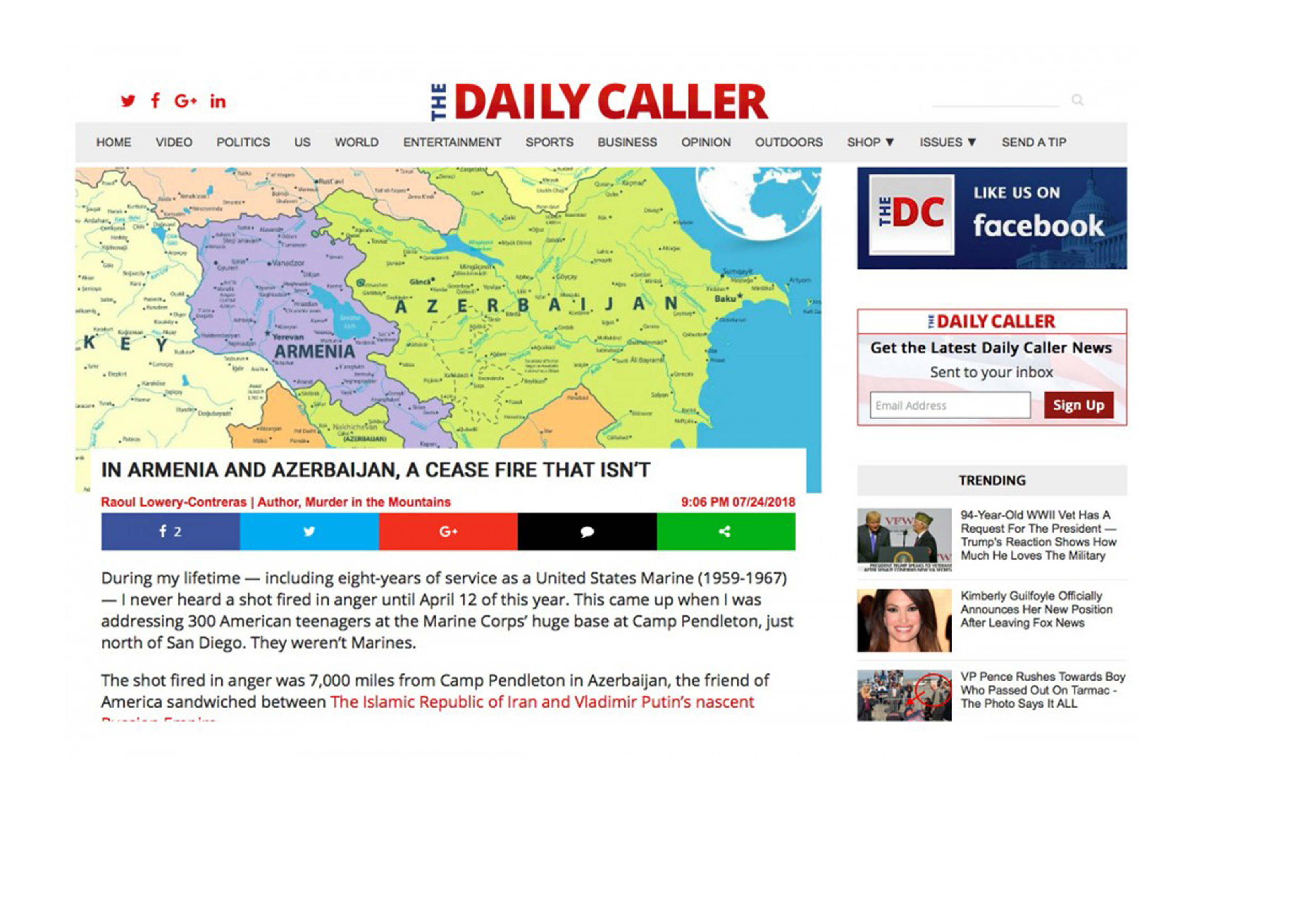 The Daily Caller: «Армения и Азербайджан: режим прекращения огня,который не существует»
