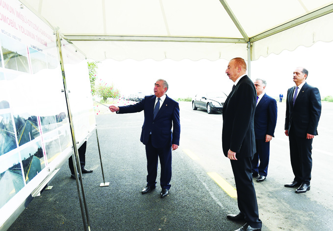 Президент Ильхам Алиев принял участие в открытии автомобильной дороги Имишли — Отузики — Гарагашлы