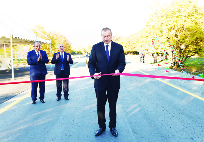 Президент Ильхам Алиев открыл автомобильную дорогу Гах — Гыпчаг — Агязы
