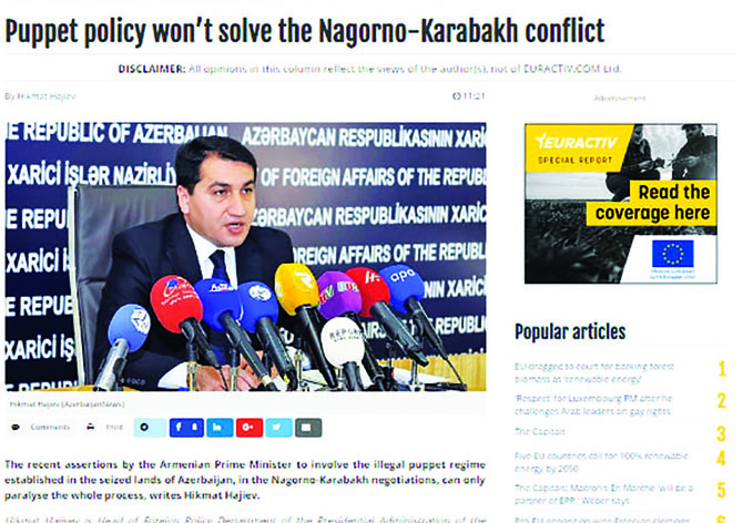 Хикмет Гаджиев: «Заявления Никола Пашиняна об армяно-азербайджанском конфликте противоречат содержанию и формату переговоров»