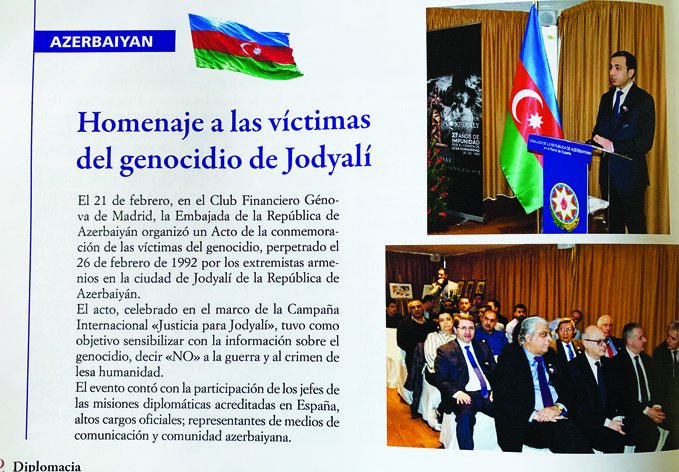 В испанском журнале опубликована статья о Ходжалинском геноциде