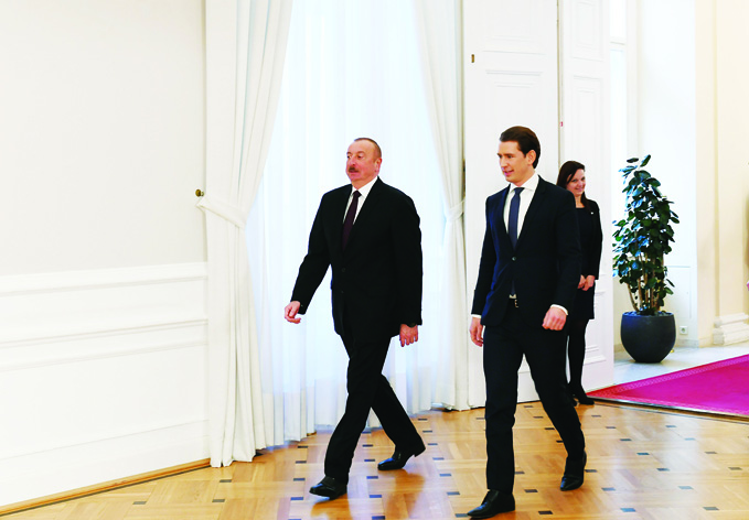 Президент Азербайджана Ильхам Алиев встретился в Вене с Федеральным канцлером Австрии Себастьяном Курцем