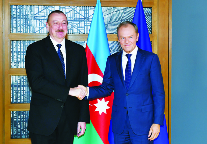 Состоялась встреча Президента Ильхама Алиева с президентом Совета Европейского Союза Дональдом Туском