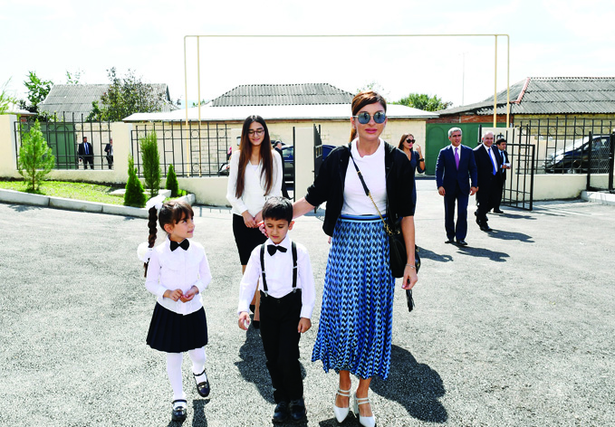 Первый вице-президент Мехрибан Алиева приняла участие в открытии детского сада в городе Исмаиллы