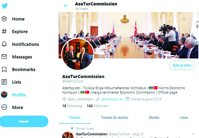 Создан Twitter-аккаунт азербайджано-турецкой межправительственной комиссии