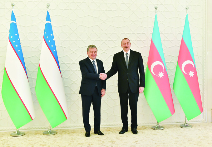 Состоялась встреча Президента Азербайджана Ильхама Алиева и Президента Узбекистана Шавката Мирзиеева