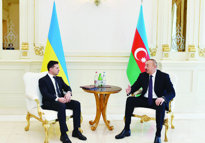 Встреча Президента Ильхама Алиева и Президента Владимира Зеленского один на один