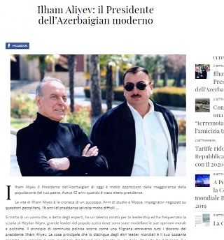 Итальянский новостной портал опубликовал статью «Ильхам Алиев — Президентсовременного Азербайджана»