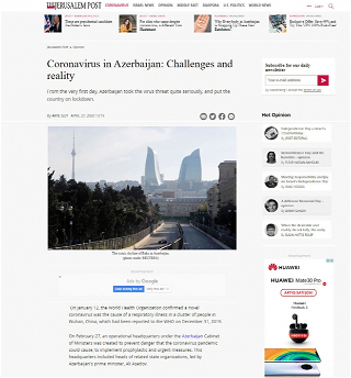 The Jerusalem Post: «Коронавирус в Азербайджане: вызовы и реальность»