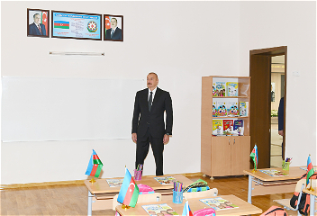 Президент Ильхам Алиев принялучастие в открытии школы №154в поселке Амирджан
