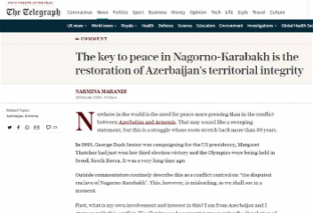 Газета The Telegraph: «Основным фактором в обеспечении мира в Нагорном Карабахеявляется восстановление территориальной целостности Азербайджана»