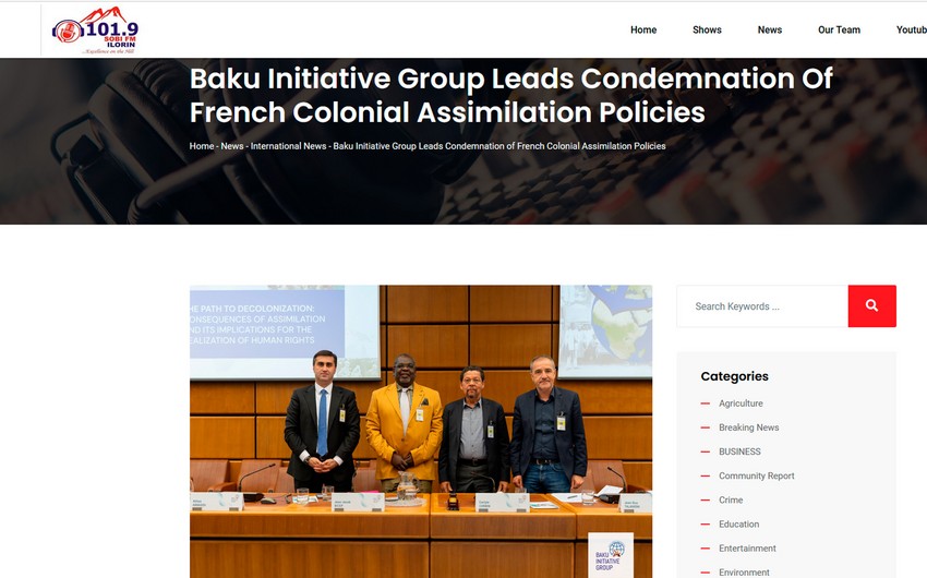 Международная деятельность Бакинской инициативной группы освещается в африканской прессе