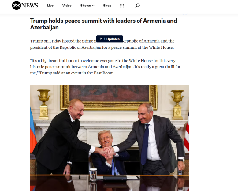 Глобальные СМИ уделяют внимание встрече Дональда Трампа, Ильхама Алиева и Никола Пашиняна