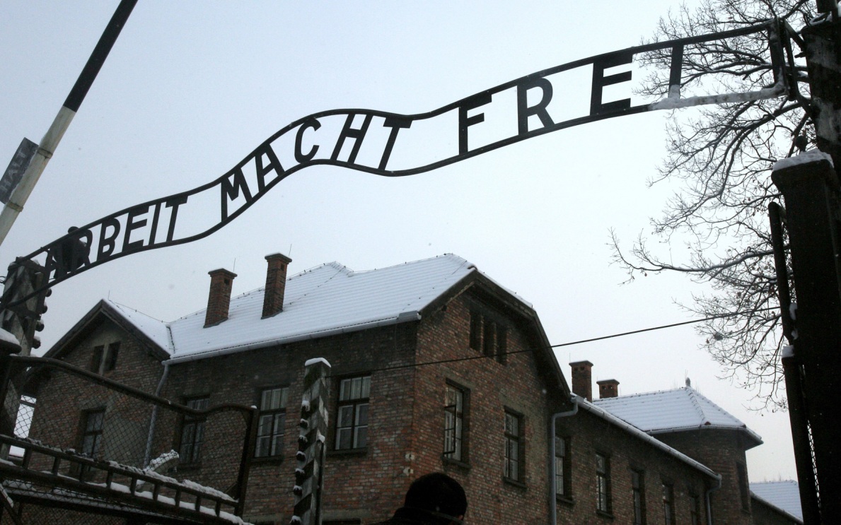 Поляк установил копию ворот Освенцима у здания налоговой в Германии