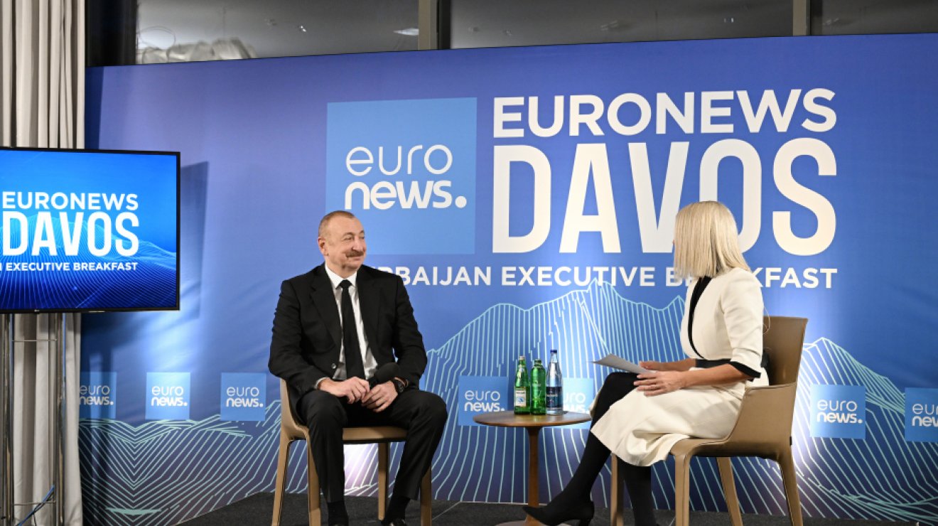 Президент Ильхам Алиев в Давосе дал интервью Euronews