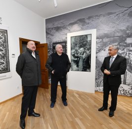Президенты Азербайджана и Беларуси посмотрели в Творческом центре в Шуше выставку «Гейдар Алиев и Карабах» 