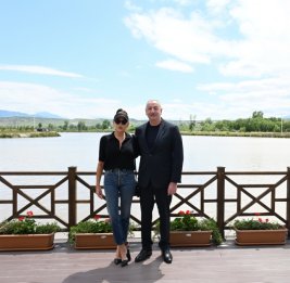 Президент Ильхам Алиев и первая леди Мехрибан Алиева приняли участие в открытии отеля Ağalı в Зангиланском районе 
