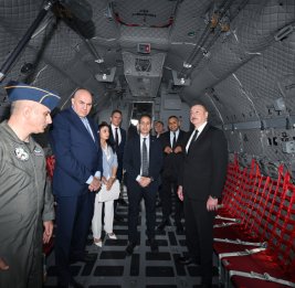 Президенту Ильхаму Алиеву представлен военно-транспортный самолет производства итальянской компании Leonardo