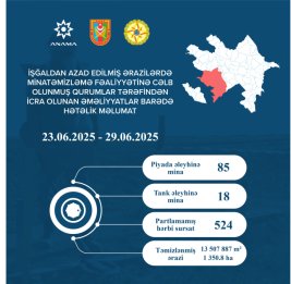 ANAMA: На прошлой неделе обезврежены 103 мины и 524 неразорвавшихся боеприпаса
