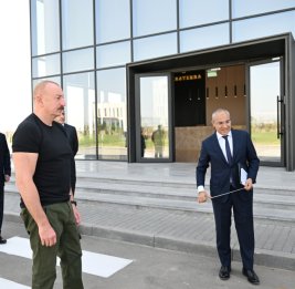 Президент Ильхам Алиев принял участие в открытии предприятия по производству табачных изделий в Агдамском промышленном парке