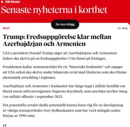 Ведущие шведские СМИ – о предстоящей встрече лидеров Азербайджана и Армении с Президентом США