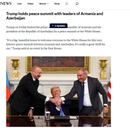 Глобальные СМИ уделяют внимание встрече Дональда Трампа, Ильхама Алиева и Никола Пашиняна