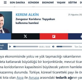 Газета Sabah: Зангезурский коридор - мощный импульс региональному сотрудничеству и развитию