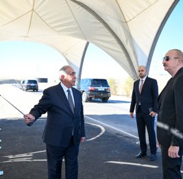 Президент Ильхам Алиев принял участие в открытии автомобильной дороги, ведущей к солнечной электростанции «Шафаг» в Джебраильском районе