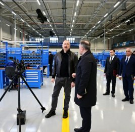 Президент Ильхам Алиев принял участие в открытии после реконструкции Тертерского электромеханического завода