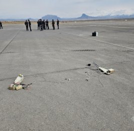 Обломки беспилотника, упавшего на Нахчыванский аэропорт