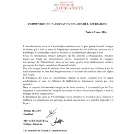 Ассоциация друзей Азербайджана: Полностью солидарны с народом Азербайджана