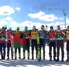 Белорусская команда биатлонистов победила в мужской эстафете чемпионата России