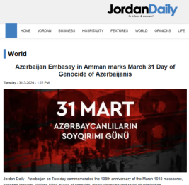Иорданская пресса опубликовала статьи в связи с 31 Марта - Днем геноцида азербайджанцев