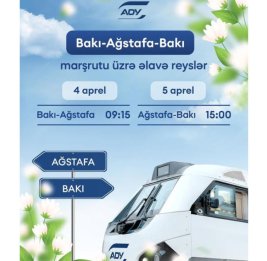 
Назначаются дополнительные рейсы поездов по маршруту Баку-Агстафа-Баку