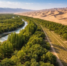 
Китай формирует &laquo;зеленый пояс&raquo; вокруг пустыни Такла-Макан