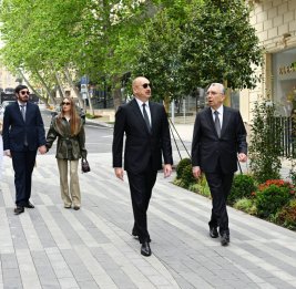 Президент Ильхам Алиев принял участие в открытии после реконструкции улицы Ислама Сафарли в Баку